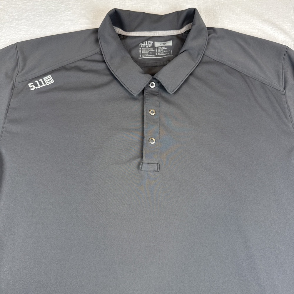 5.11 Tactical Performance Polo Mens 2XL Gray Short Sleeve Snap Placket Shirt